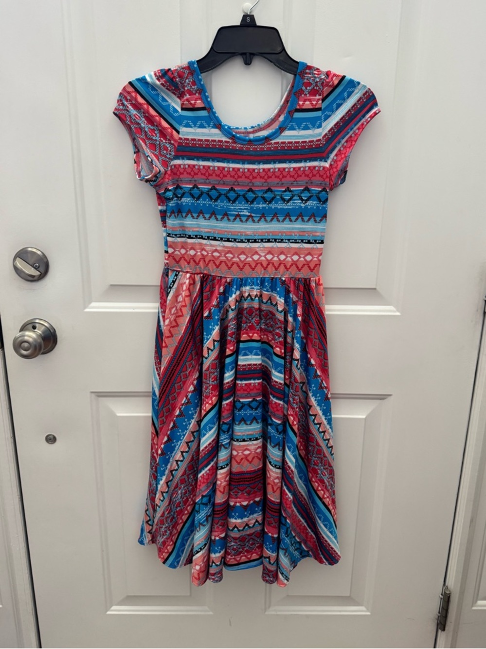 LuLaRoe Girls' Adeline size 12/14 Multicolor Aztec Fit & Flare Dress
